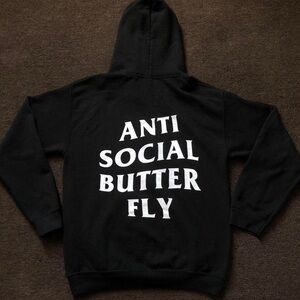 Anti Social Butterfly Drawstring Hoodie